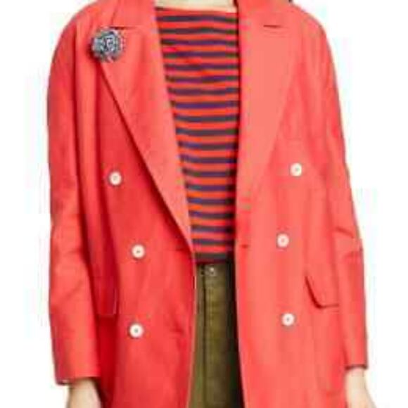 NWT Alex Mill Double Breasted Oxford Blazer in Tomato Red, S - Picture 2 of 10